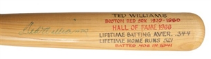 Ted Williams Signed Calligraphy Bat 